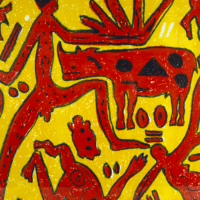 Art Gallery Maastricht - Detail2 uit de lithografie Das rote Flugzeug van A. R. Pencke