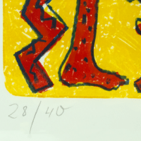 Art Gallery Maastricht - Nummering van de lithografie Das rote Flugzeug van A. R. Pencke