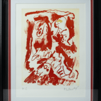 Afbeelding van een kleurenlithografie van Pierre Alechinsky
