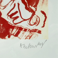 Signatuur van een kleurenlithografie van Pierre Alechinsky