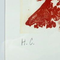 Nummering van een kleurenlithografie van Pierre Alechinsky